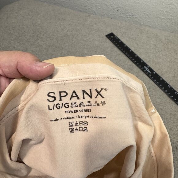 Spanx Power Series Mid Thigh Sculpting Shorts Beige Shapewear Smoothing Women L - Picture 4 of 6